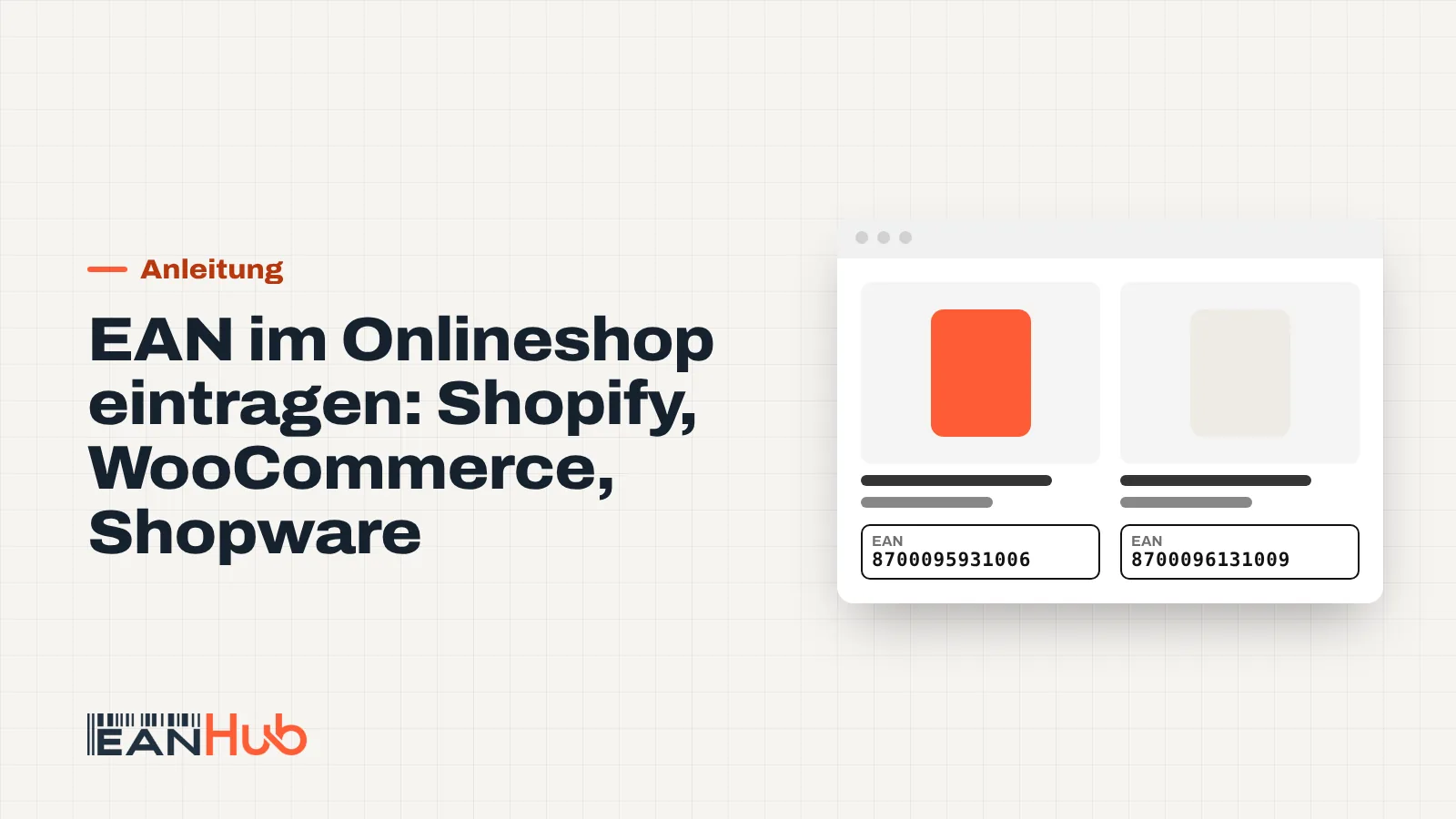 Produktformular eines Onlineshops mit hervorgehobenem EAN-Feld